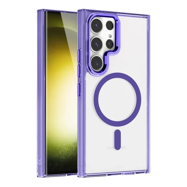For Samsung Galaxy S24+ Clear Case Shockproof PC + TPU Phone Cover Compatible with MagSafe - Purple
