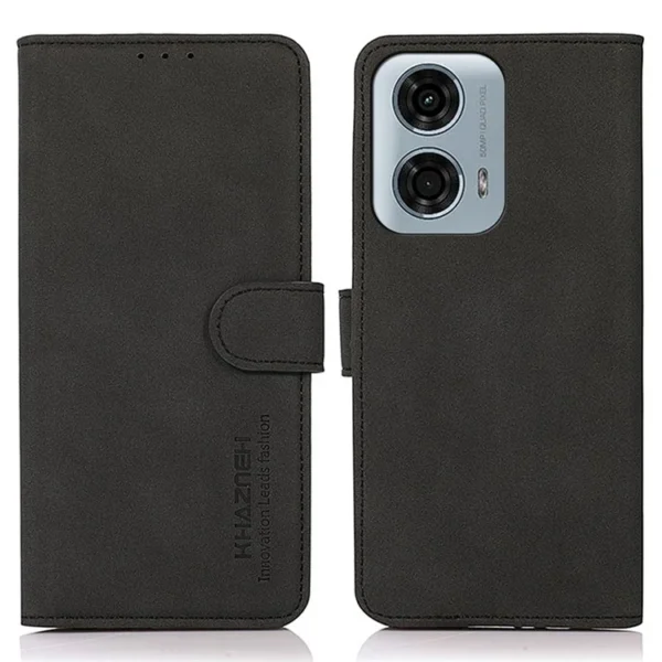 Motorola Moto G24 Power Shockproof Leather Case Wallet Stand Cover - Black