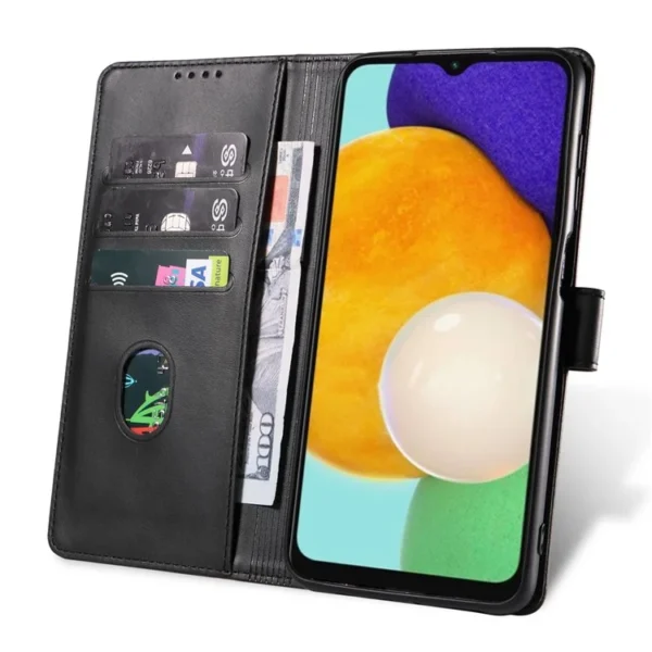 Second image of For Samsung Galaxy A15 4G / A15 5G Leather Cover Flip Stand Wallet Phone Case - Black