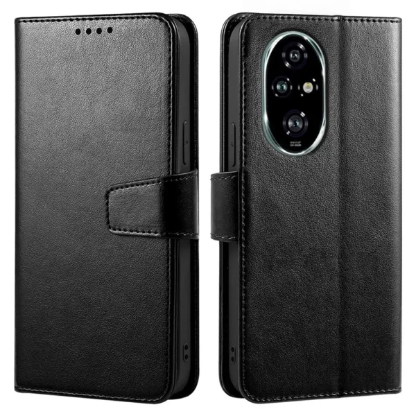 For Honor Honor 200 Pro 5G Case Stand Card Holder Wallet Leather Phone Cover - Black