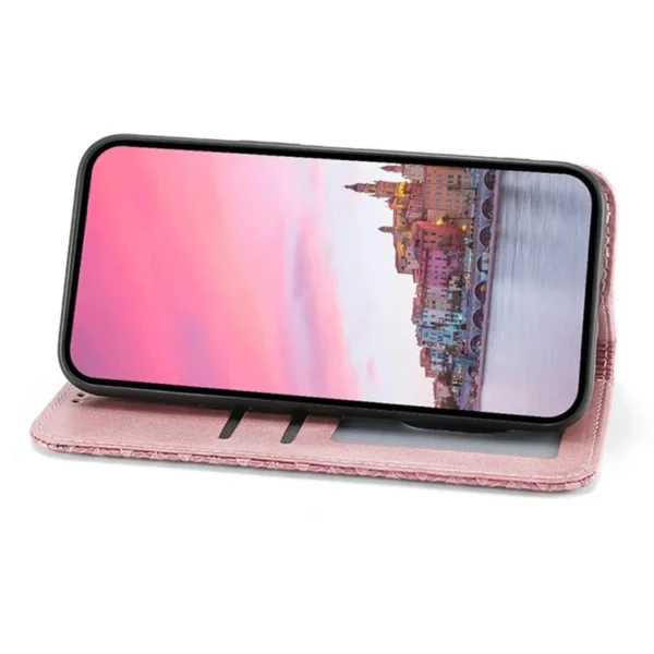 Second image of Samsung Galaxy A35 5G Case Splicing Rhombus Leather+Wallet Cover - Rose Gold