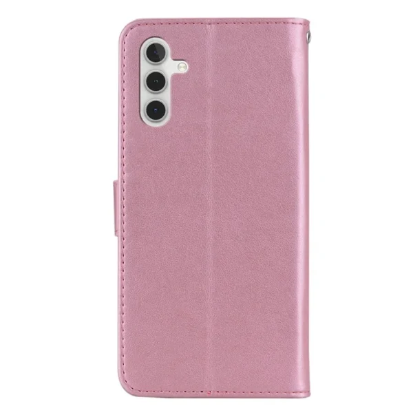 Second image of Samsung Galaxy A36 5G Wallet Case Owl Flower Imprinted Rhinestone Leather Cover - Rose Gold