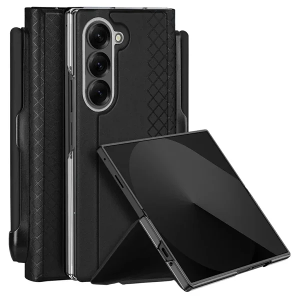 Second image of Samsung Galaxy Z Fold7 5G Case Leather Stand Phone Cover with Pen Holder - Black