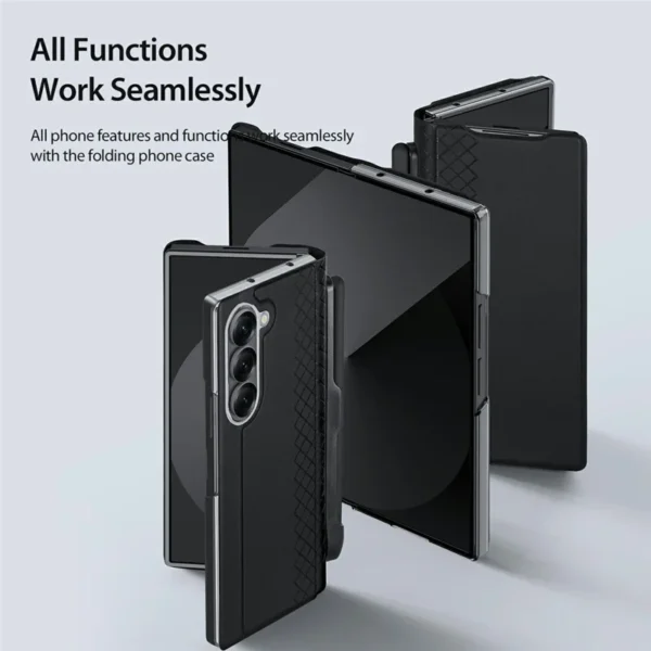 Samsung Galaxy Z Fold7 5G Case Leather Stand Phone Cover with Pen Holder - Black