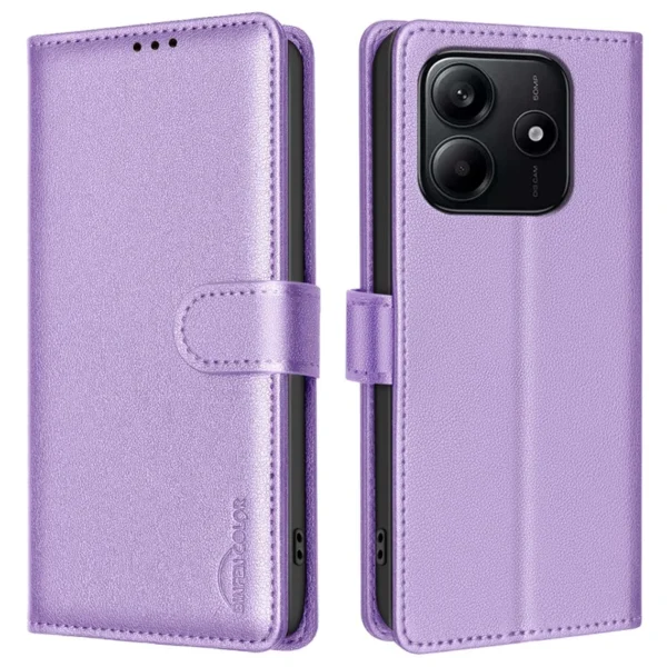 Xiaomi Redmi Note 14 5G Leather Case Wallet RFID Blocking Phone Cover - Purple