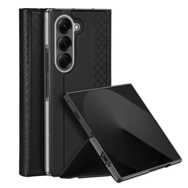 Second image of Samsung Galaxy Z Fold7 5G Case DUX DUCIS Bril Series Leather+PC Phone Cover with Stand - Black