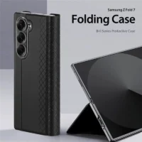 Samsung Galaxy Z Fold7 5G Case DUX DUCIS Bril Series Leather+PC Phone Cover with Stand - Black3