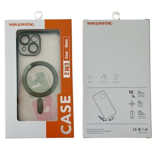 iPhone 15 Magnetic Case TPU Cover with Tempered Glass - Dark Purple