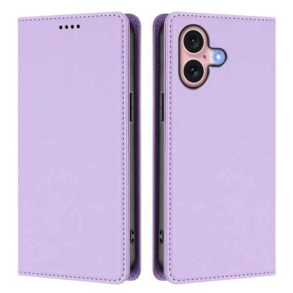 iPhone 16 Leather Wallet Case - Light Purple