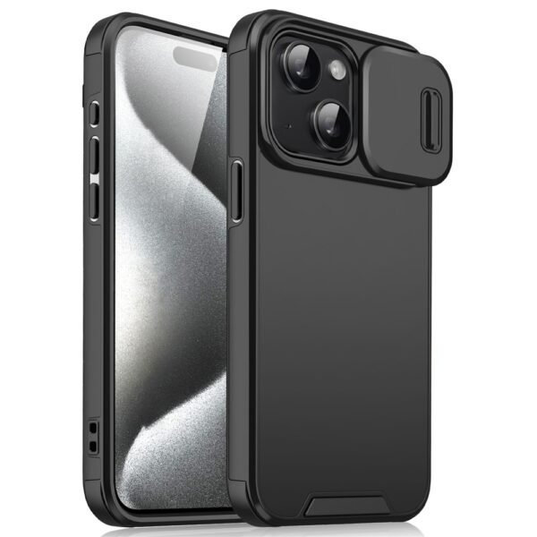 iPhone 15 Case with Slide Camera Cover - Black