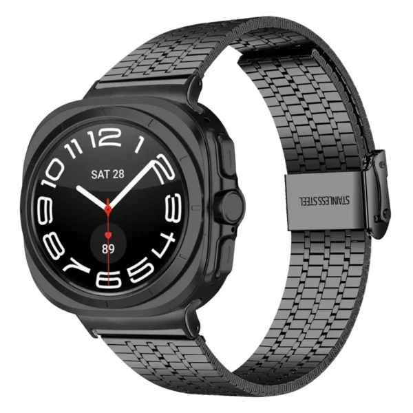 Second image of Samsung Galaxy Watch Ultra (2025) 47mm Metal Band 7-Beads Black Watch Strap with Double Safety Clasp