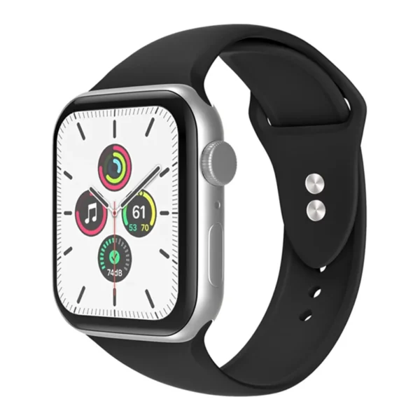 For Apple Watch Series 11 10 42mm / 9 8 7 41mm / SE3 SE2 SE 6 5 4 40mm / 3 2 1 38mm Smart Watch Silicone Strap Watchband Replacement with Double Buttons Buckle, Size L - Black