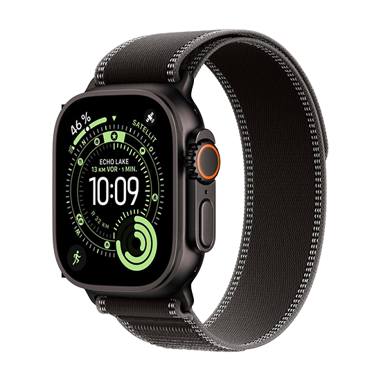 Apple Watch Ultra 3 (2025) GPS + Cellular 5G 49mm Black Titanium Case with Charcoal Trail Loop M/L