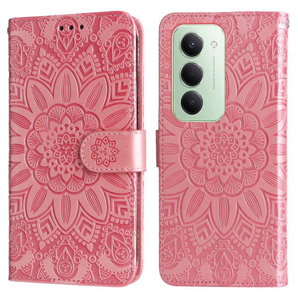 Xiaomi Redmi 15 4G  Sunflower Imprint Leather Wallet Phone Cover - Pink