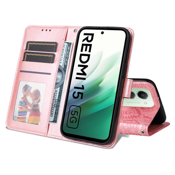 Second image of Xiaomi Redmi 15 4G  Sunflower Imprint Leather Wallet Phone Cover - Pink