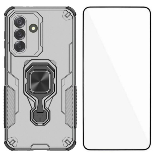 Samsung Galaxy A57 5G Phone Case Back Cover Kickstand with Tempered Glass - Grey