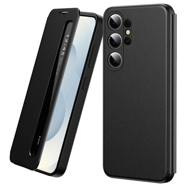 For Samsung Galaxy S26 Ultra Case Smart View Window Leather Phone Cover - Black